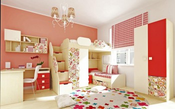 Детская комната Ретвит (Бежевый/Красный/корпус Клен) в Чике - chik.mebel54.com | фото