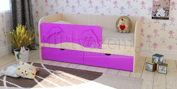 Друзья Кровать детская 2 ящика 1.8 Фиолетовый глянец в Чике - chik.mebel54.com | фото