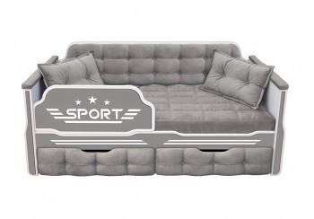 Кровать 160 серии Спорт 2 ящика 45 Серый (подушки) в Чике - chik.mebel54.com | фото