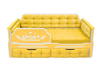 Кровать 190 серии Спорт 2 ящика 74 Жёлтый (мягкие боковые накладки) в Чике - chik.mebel54.com | фото
