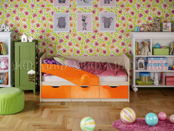 Кровать Бабочки 1,6м (Оранжевый металлик) в Чике - chik.mebel54.com | фото