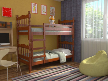 Кровать двухъярусная Соня из массива сосны 800*1890 Орех в Чике - chik.mebel54.com | фото