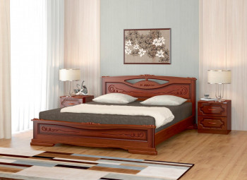 Кровать Карина-7 из массива сосны 1400*2000 Орех в Чике - chik.mebel54.com | фото