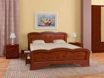 Кровать Карина-8 с ящиками из массива сосны 1600*2000 Орех в Чике - chik.mebel54.com | фото