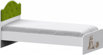 Кровать Каспер с мягкой спинкой и фотопечатью (800х2000)Белый/Лайм в Чике - chik.mebel54.com | фото