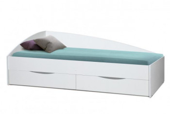 Кровать одинарная "Фея - 3" (асимметричная) (2000х900) New/(белый / белый / ДВПО белый) в Чике - chik.mebel54.com | фото