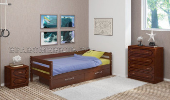 Кровать одинарная ГЛОРИЯ из массива сосны  900*2000 (Орех) в Чике - chik.mebel54.com | фото