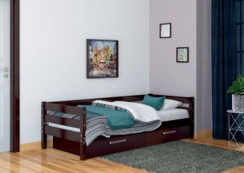 Кровать одинарная ГЛОРИЯ из массива сосны  900*2000 (Орех Тёмный) в Чике - chik.mebel54.com | фото