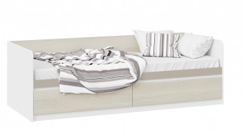 Кровать «Сканди» с 2 ящиками Дуб Гарден/Белый/Глиняный серый в Чике - chik.mebel54.com | фото