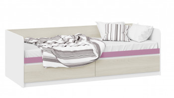 Кровать «Сканди» с 2 ящиками Дуб Гарден/Белый/Лиловый в Чике - chik.mebel54.com | фото