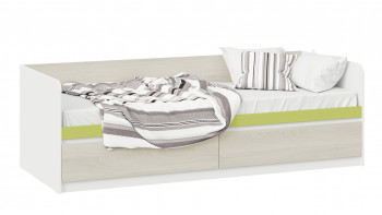Кровать «Сканди» с 2 ящиками Дуб Гарден/Белый/Зеленый в Чике - chik.mebel54.com | фото