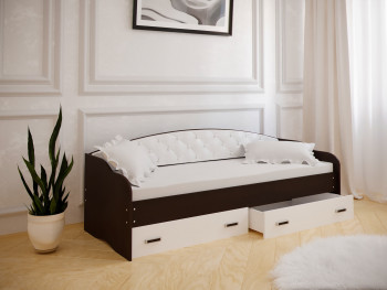 Кровать Софа-7 с мягкой спинкой (800х1900) Венге/ Белый в Чике - chik.mebel54.com | фото