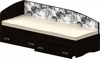 Кровать Софа-9 с мягкой спинкой с рисунком Милана (900х1900) Венге в Чике - chik.mebel54.com | фото