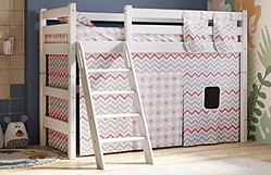 Кровать Соня вариант 6 полувысокая с наклонной лестницей Белый полупрозрачный в Чике - chik.mebel54.com | фото