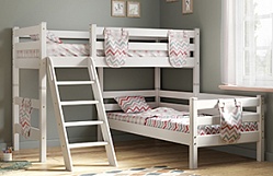 Кровать Соня вариант 8 угловая с наклонной лестницей Белый полупрозрачный в Чике - chik.mebel54.com | фото