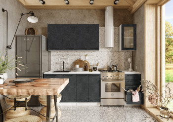 Кухонный гарнитур Нувель 1800мм белый/бетон черный в Чике - chik.mebel54.com | фото