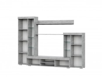 Мебель для гостиной МГС 5 Цемент светлый / Белый в Чике - chik.mebel54.com | фото