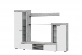 Мебель для гостиной МГС 5 Цемент светлый / Белый в Чике - chik.mebel54.com | фото