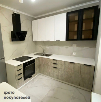 Модульная кухня Норд 1,6 м (Софт даймонд/Камень беж/Белый) в Чике - chik.mebel54.com | фото