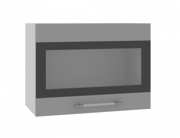 Норд ШВГС 600 Шкаф верхний горизонтальный со стеклом (Софт черный/корпус Белый) в Чике - chik.mebel54.com | фото