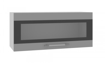Норд ШВГС 800 Шкаф верхний горизонтальный со стеклом (Софт черный/корпус Белый) в Чике - chik.mebel54.com | фото
