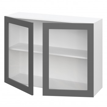 Норд ШВС 1000 Шкаф верхний со стеклом (Софт черный/корпус Белый) в Чике - chik.mebel54.com | фото