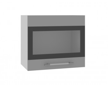 Ройс ВПГСФ 500 Шкаф верхний горизонтальный со стеклом с фотопечатью высокий (Графит софт/корпус Серый) в Чике - chik.mebel54.com | фото