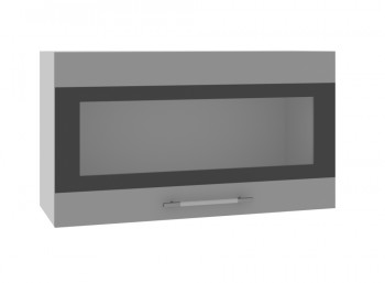 Ройс ВПГСФ 800 Шкаф верхний горизонтальный со стеклом с фотопечатью высокий (Графит софт/корпус Серый) в Чике - chik.mebel54.com | фото