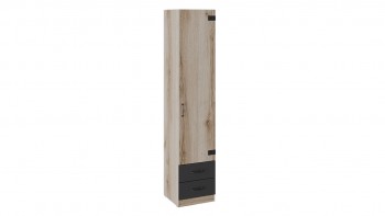 Шкаф для белья комбинированный «Окланд» (Фон Черный/Дуб Делано) в Чике - chik.mebel54.com | фото