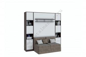 Шкаф-кровать с диваном БЕЛА с полкой ножкой в Чике - chik.mebel54.com | фото