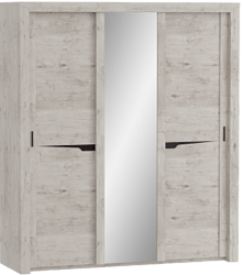 Шкаф трехдверный Соренто с раздвижными дверями Дуб бонифаций/Кофе структурный матовый в Чике - chik.mebel54.com | фото