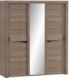 Шкаф трехдверный Соренто с раздвижными дверями Дуб стирлинг/Кофе структурный матовый в Чике - chik.mebel54.com | фото