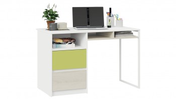 Стол письменный с ящиками «Сканди» Дуб Гарден/Белый/Зеленый в Чике - chik.mebel54.com | фото