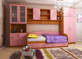 Детская Веселый пони Комплект мебели (Вишня оксфорд/Розовый) в Чике - chik.mebel54.com | фото